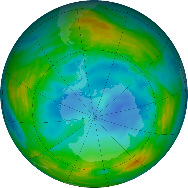 Antarctic ozone map for 27 July 1990